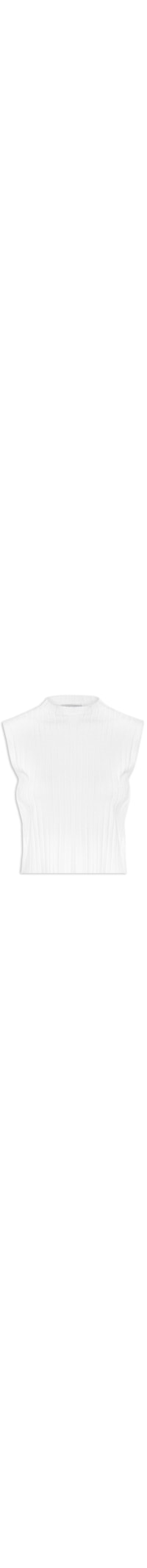 Blusa Feminina Tricot Canelada Sem Manga - Branco