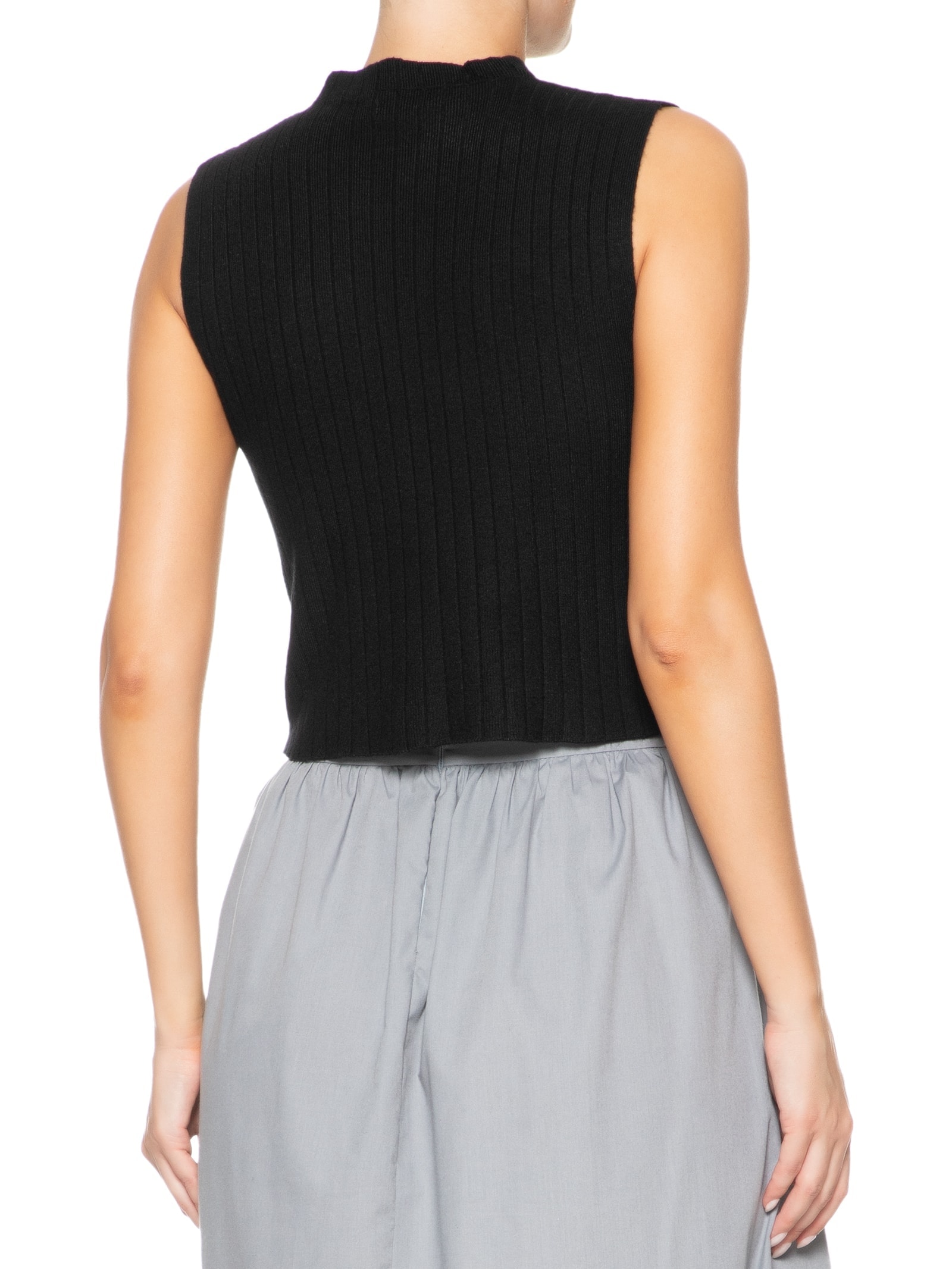 Blusa Feminina Tricot Canelada Sem Manga Preto Basiq