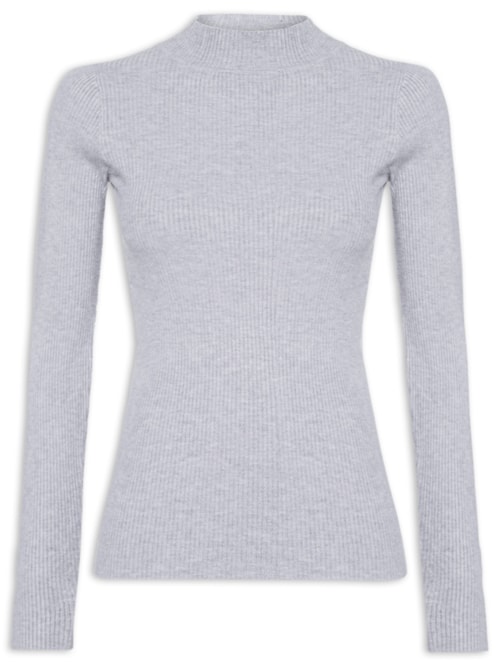 Blusa Feminina Tricot Canelado - Cinza