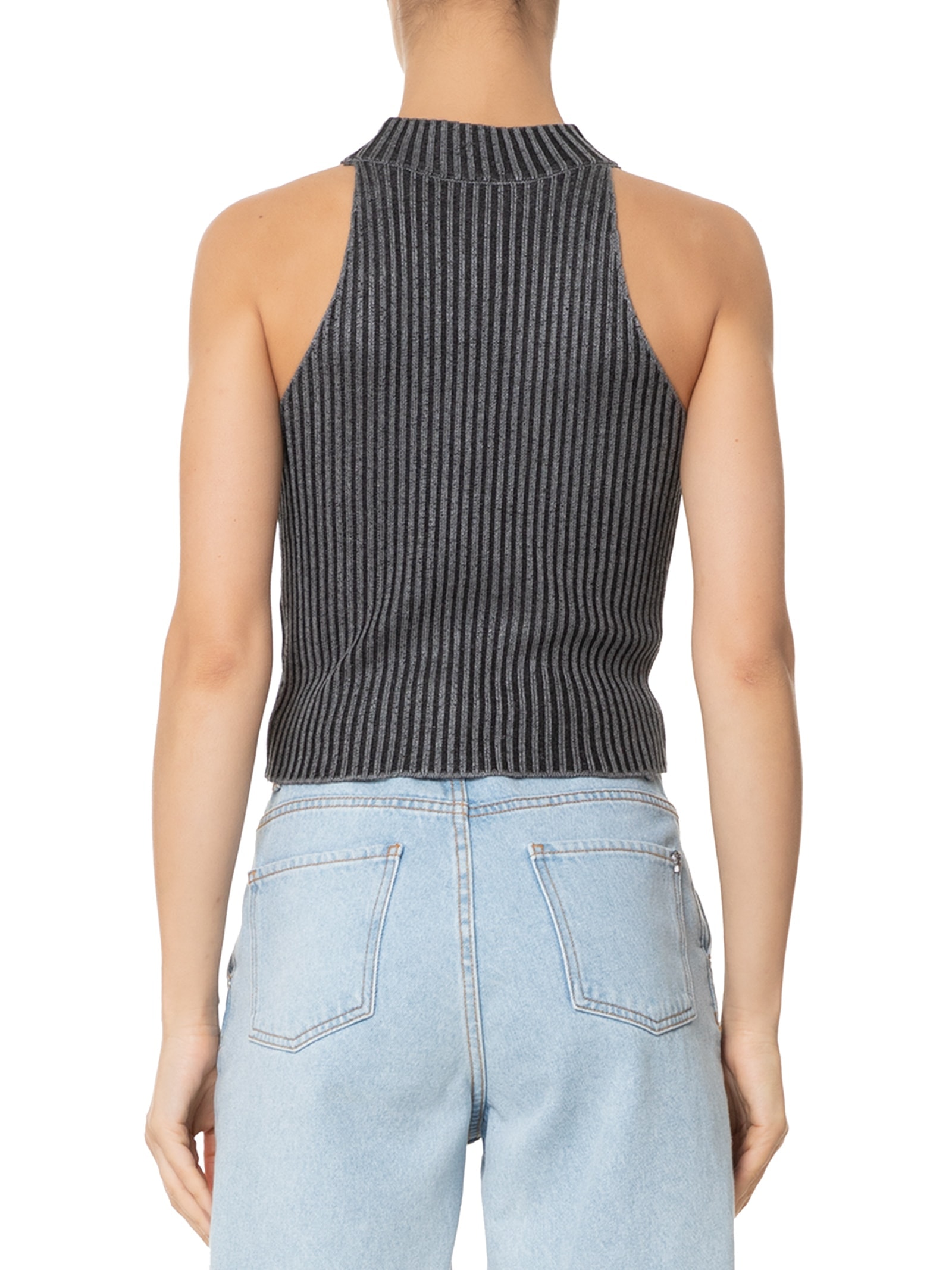 Blusa Feminina Tricot Cava Americana Preto Basiq