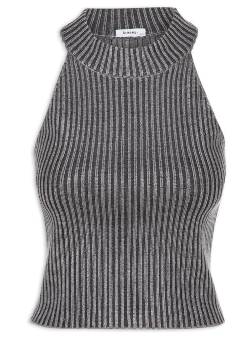 Blusa Feminina Tricot Cava Americana - Preto