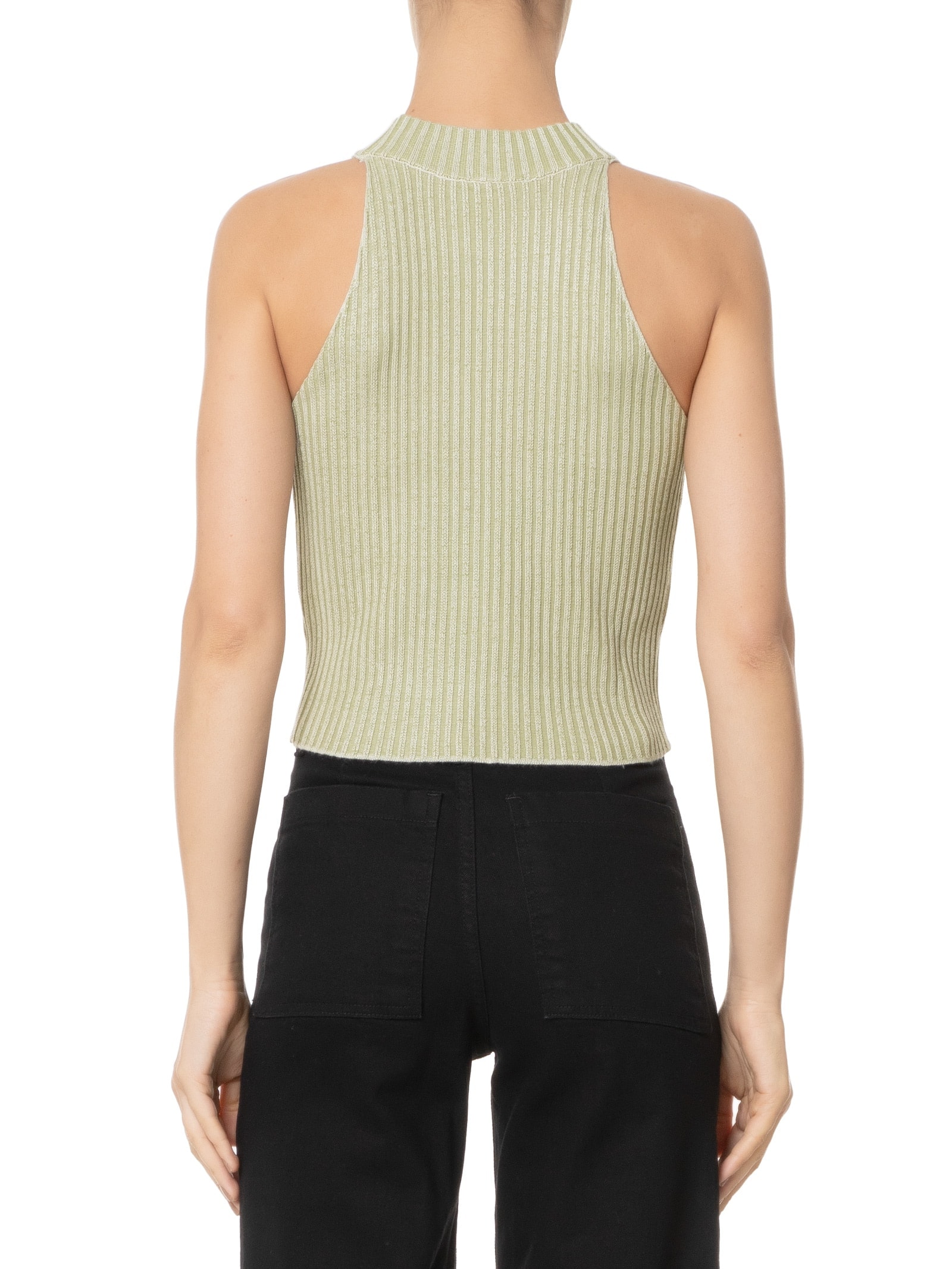 Blusa Feminina Tricot Cava Americana Verde Basiq