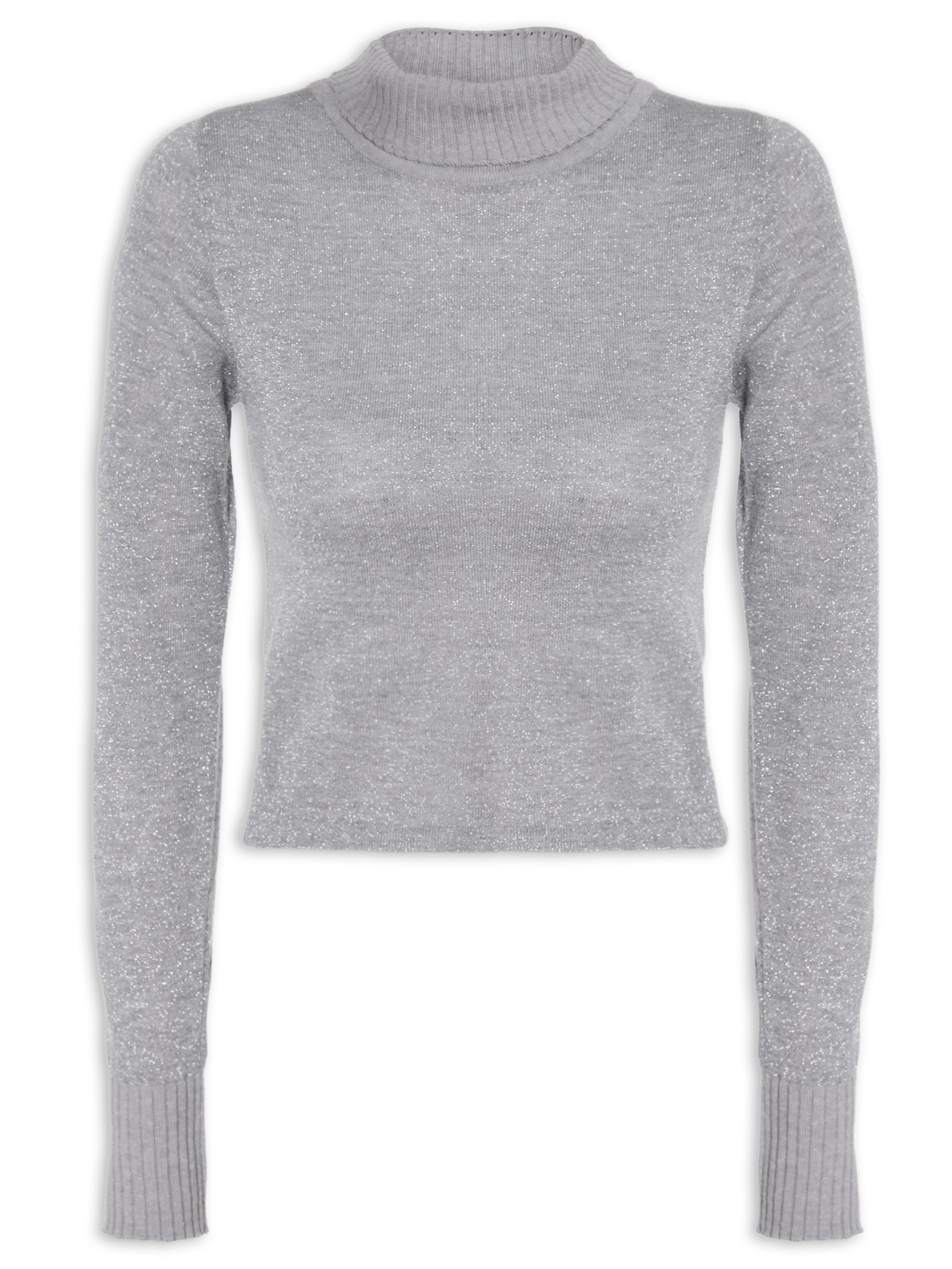 Blusa Feminina Tricot Cinza Open