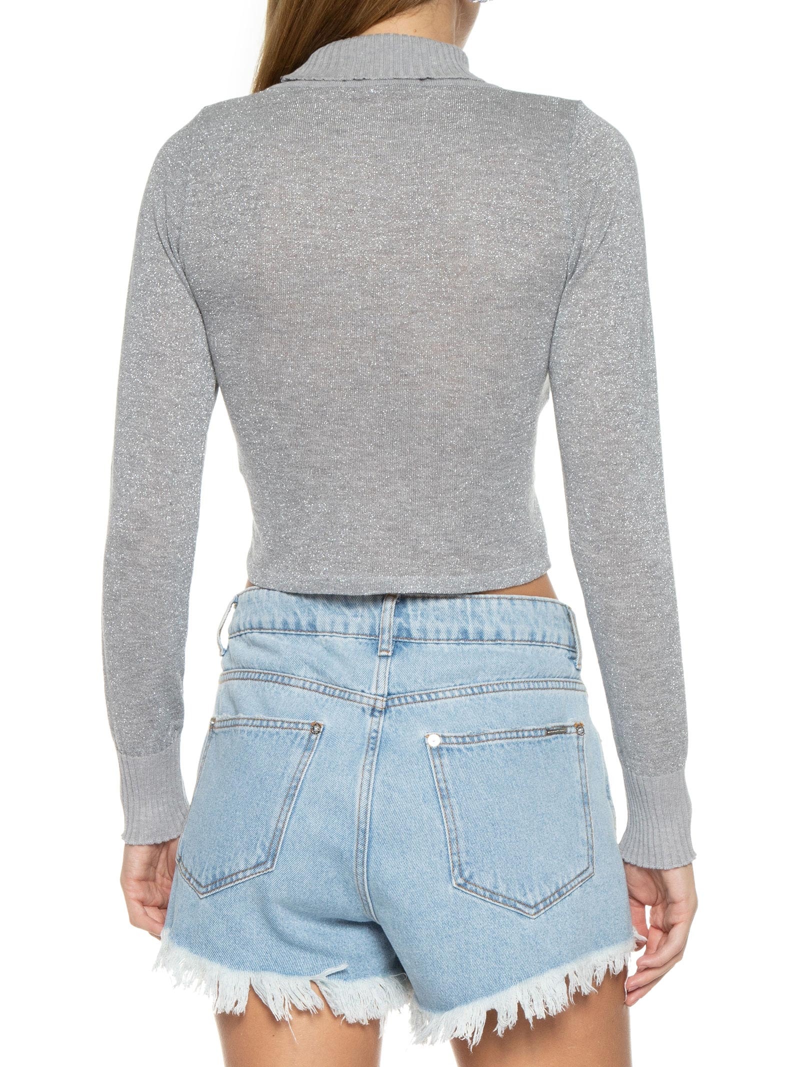 Blusa Feminina Tricot Cinza Open