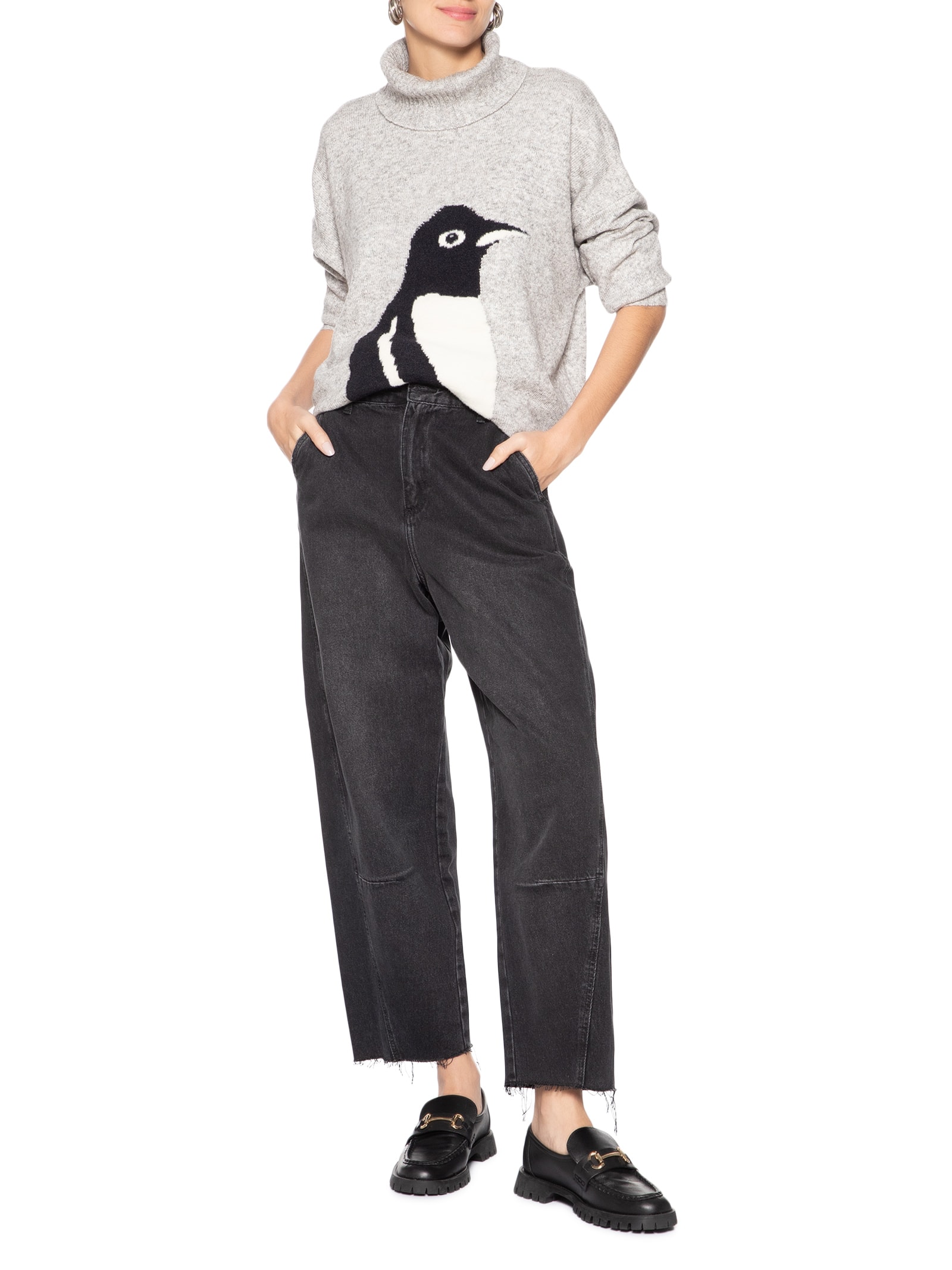 Blusa Feminina Tricot Cinza Anselmi