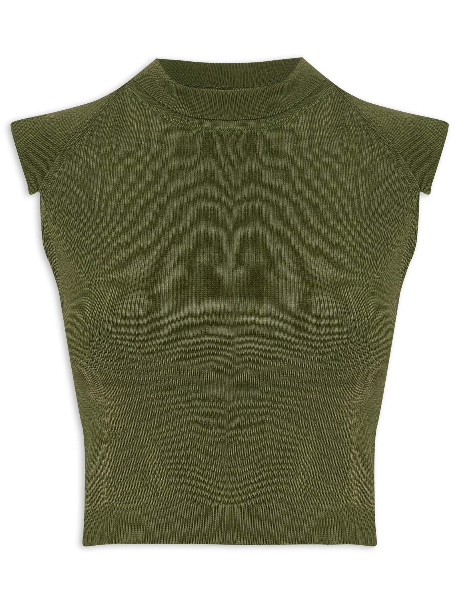 Blusa Feminina Tricot Classic Canelado Verde Cantão