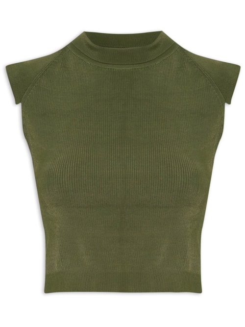 Blusa Feminina Tricot Classic Canelado - Verde