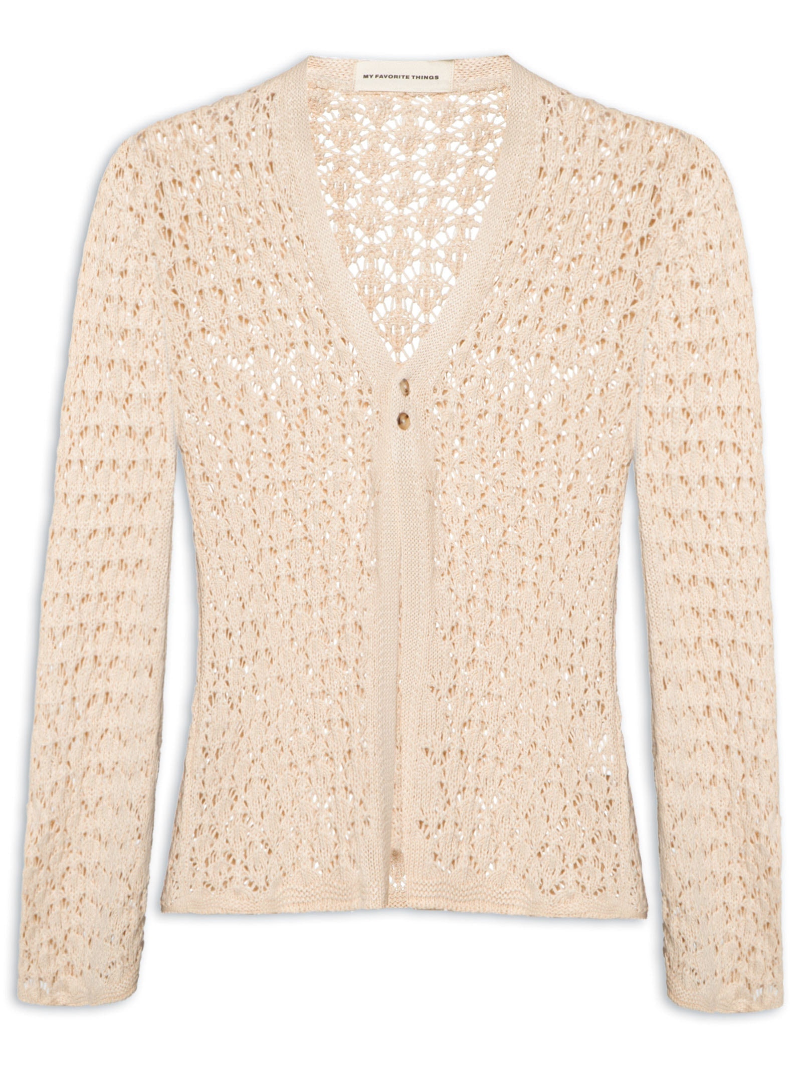 Blusa Feminina Tricot Com Abertura Frontal Bege My Favorite