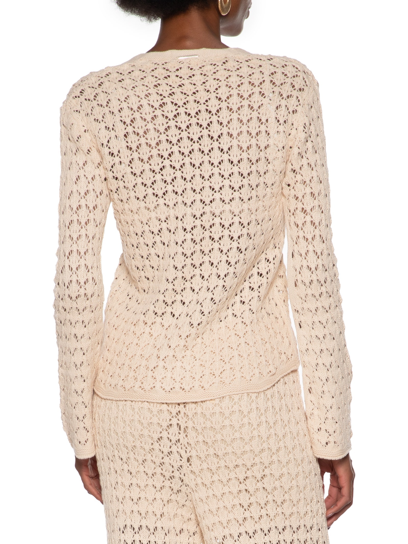 Blusa Feminina Tricot Com Abertura Frontal Bege My Favorite