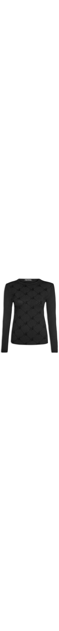 Blusa Feminina Tricot Com Aplicação - Preto