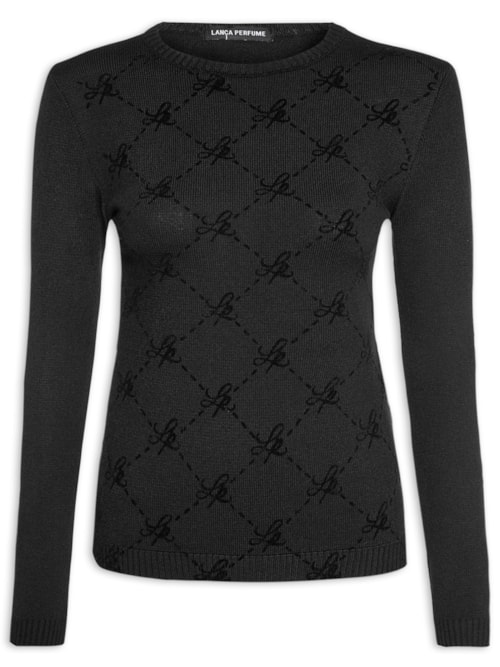 Blusa Feminina Tricot Com Aplicação - Preto