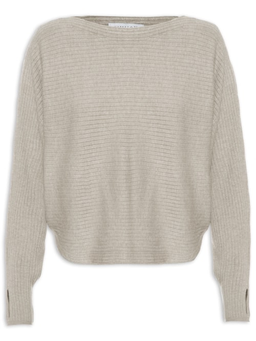 Blusa Feminina Tricot Com Manga Morcego - Bege