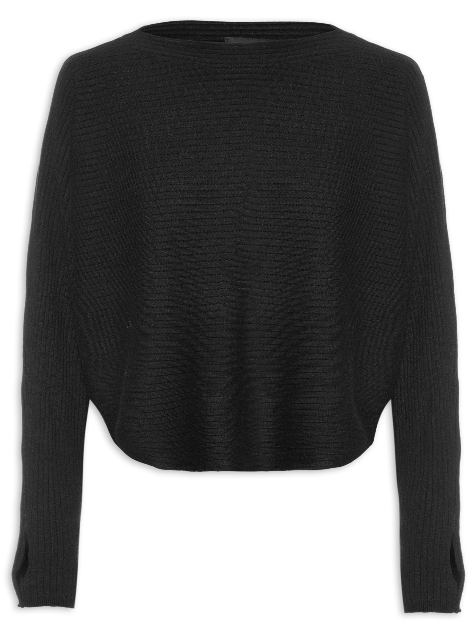 Blusa Feminina Tricot Com Manga Morcego Preto Market 33