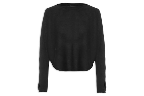 Blusa Feminina Tricot Com Manga Morcego - Preto