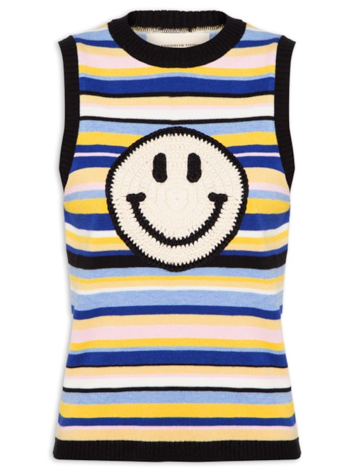 Blusa Feminina Tricot Com Patch – Azul