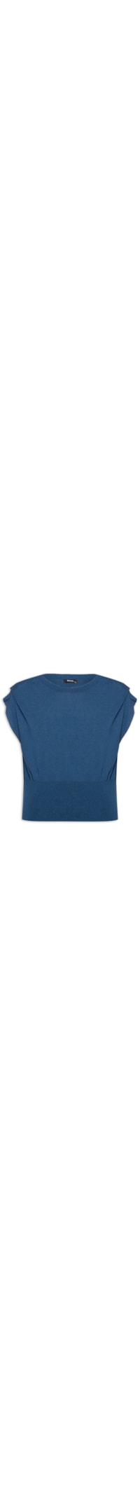 Blusa Feminina Tricot Com Prega No Ombro - Azul