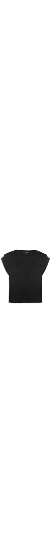 Blusa Feminina Tricot Com Prega No Ombro - Preto