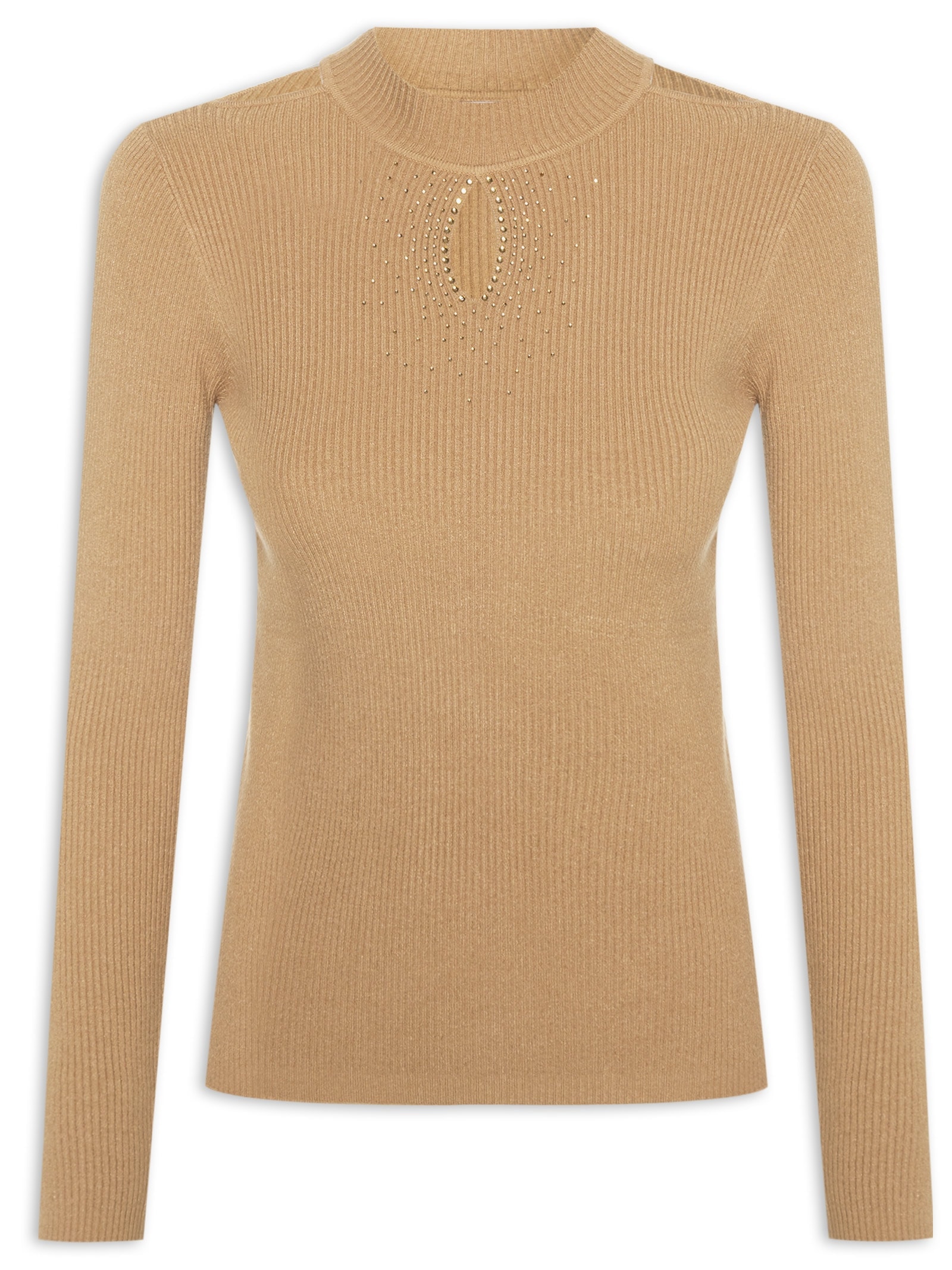 Blusa Feminina Tricot com Strass Marrom Market 33