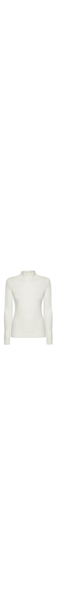 Blusa Feminina Tricot Comfy Com Gola Alta - Off White