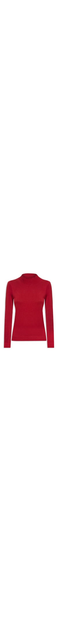 Blusa Feminina Tricot Comfy Com Gola Alta - Vermelho