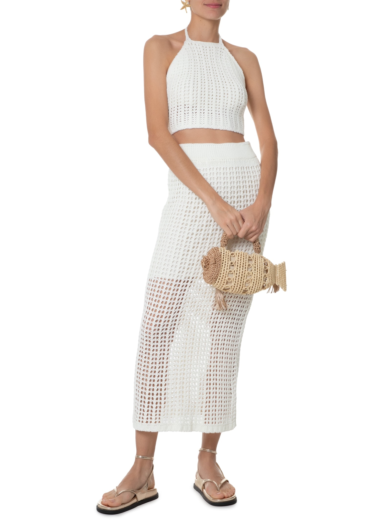 Blusa Feminina Tricot Crochet Branco Dress To