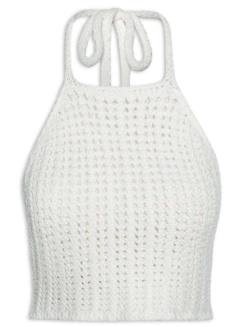 Blusa Feminina Tricot Crochet - Branco