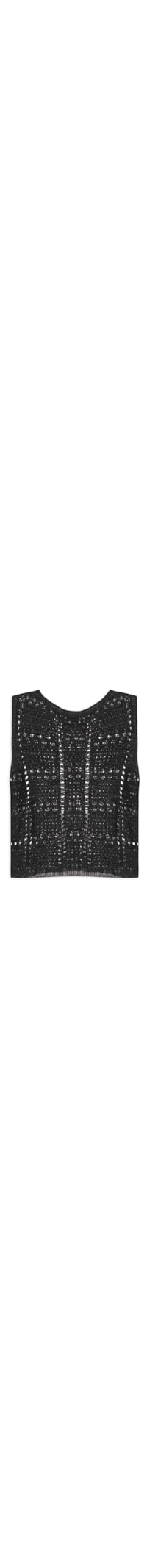 Blusa Feminina Tricot Cropped Crochet - Preto
