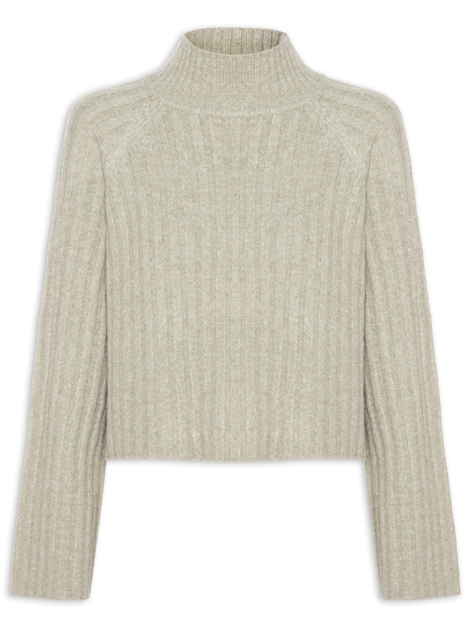 Blusa Feminina Tricot Cropped Gola Alta Verde Maria Filó