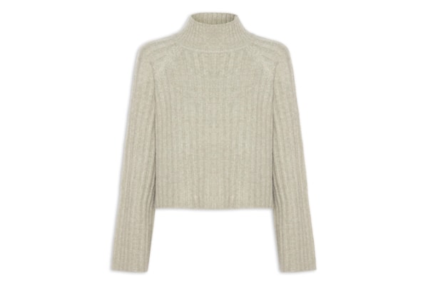 Blusa Feminina Tricot Cropped Gola Alta - Verde