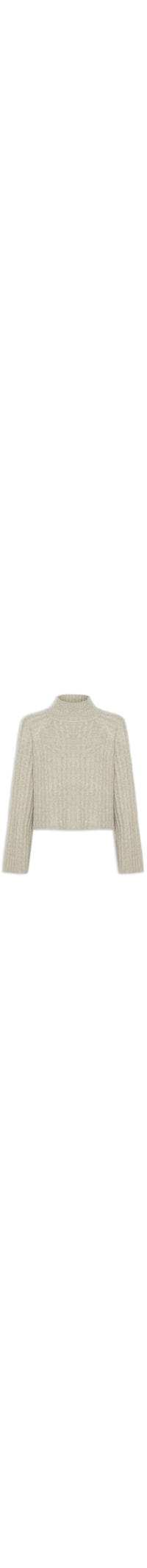Blusa Feminina Tricot Cropped Gola Alta - Verde