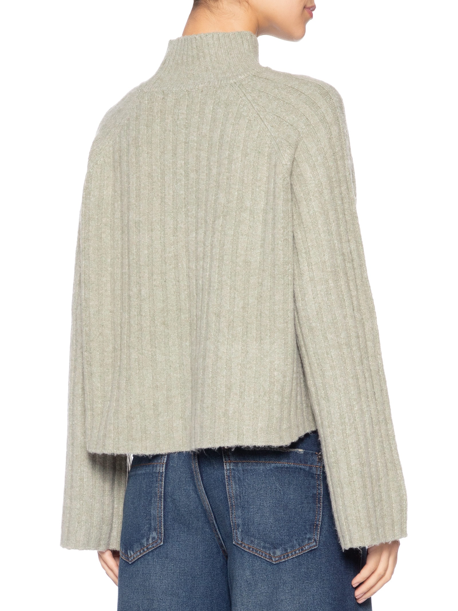 Blusa Feminina Tricot Cropped Gola Alta Verde Maria Filó