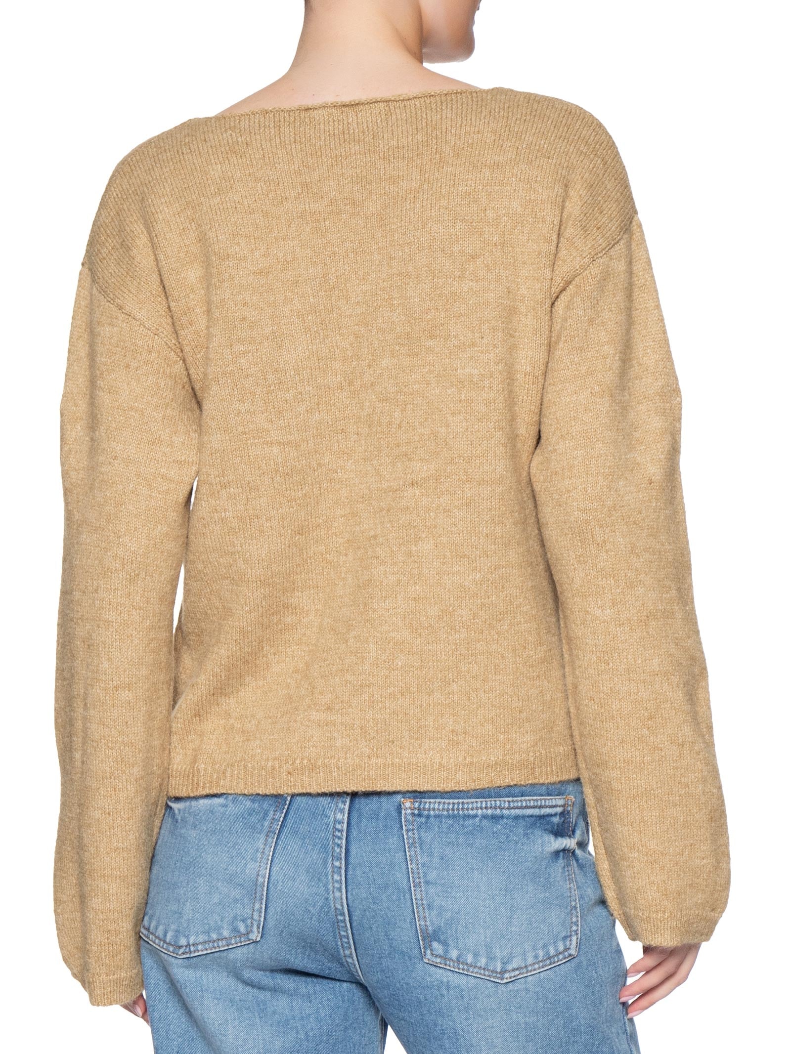 Blusa Feminina Tricot Cropped Gola Canoa Bege Maria Filó