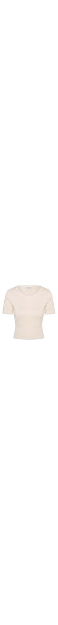 Blusa Feminina Tricot Cropped Manga Curta - Bege