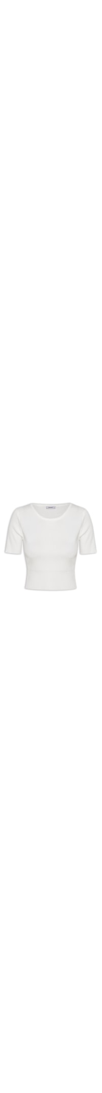 Blusa Feminina Tricot Cropped Manga Curta - Off White