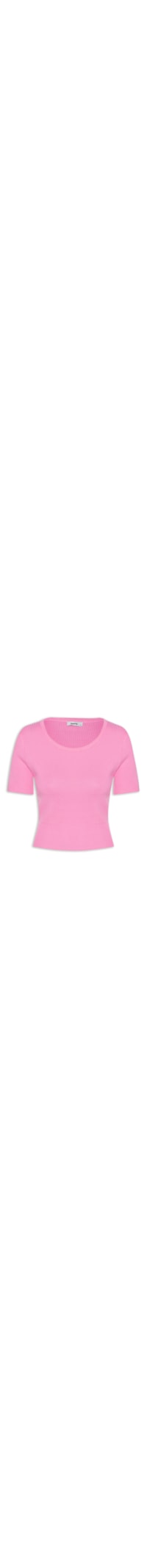 Blusa Feminina Tricot Cropped Manga Curta - Rosa