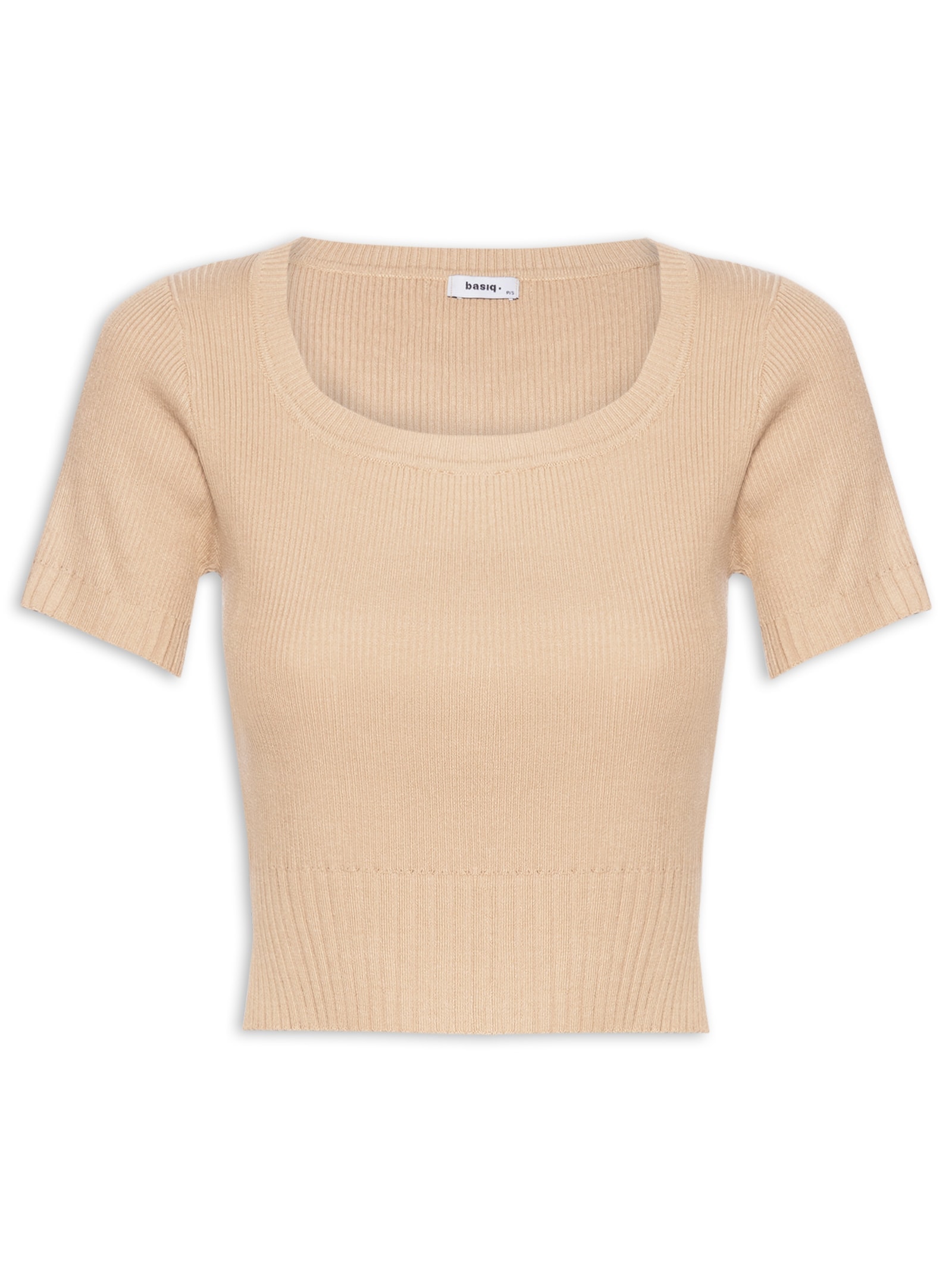 Blusa Feminina Tricot Decote Canoa Bege Basiq