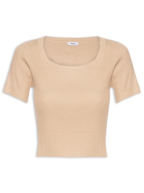 Blusa Feminina Tricot Decote Canoa – Bege