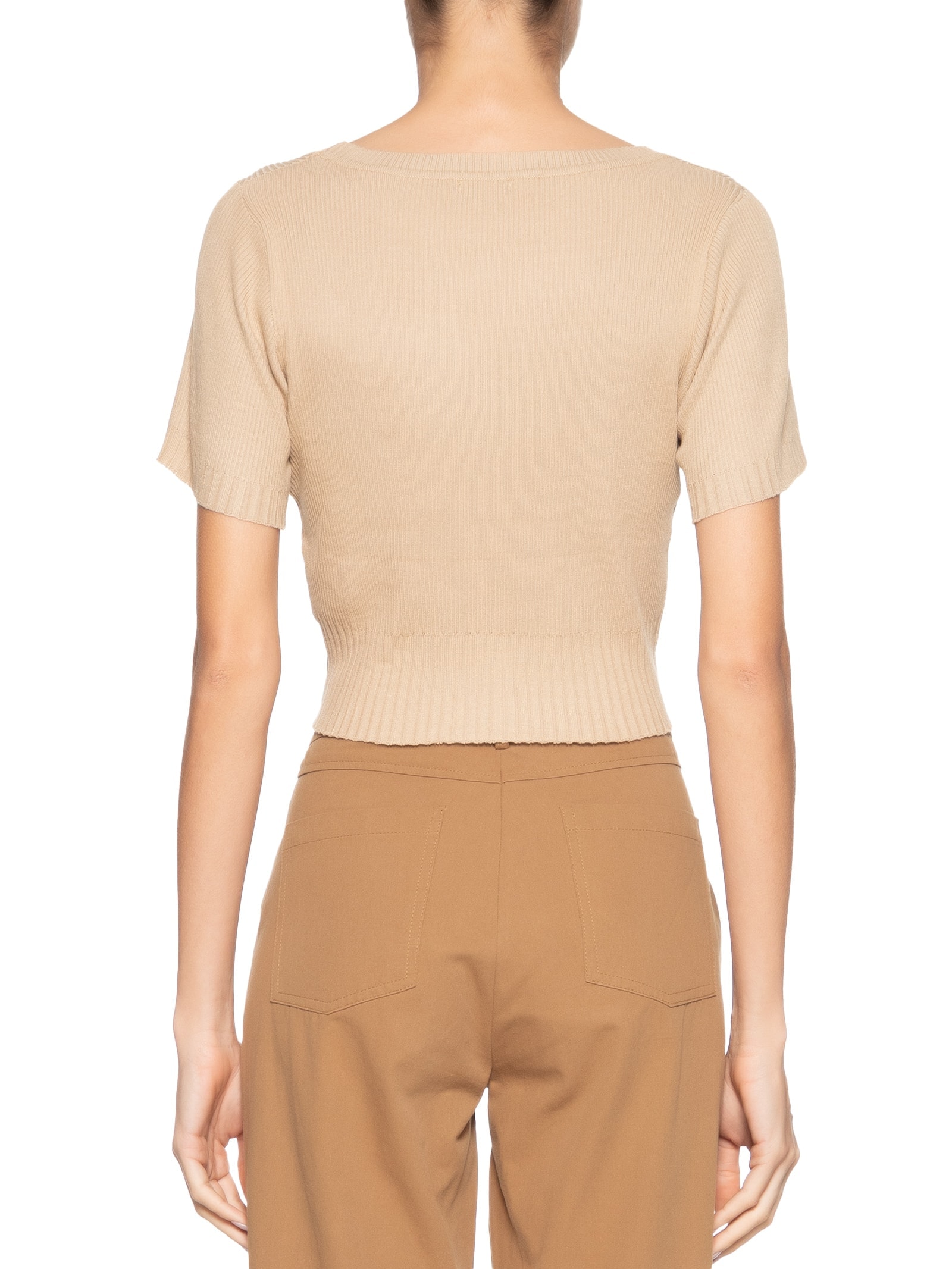 Blusa Feminina Tricot Decote Canoa Bege Basiq