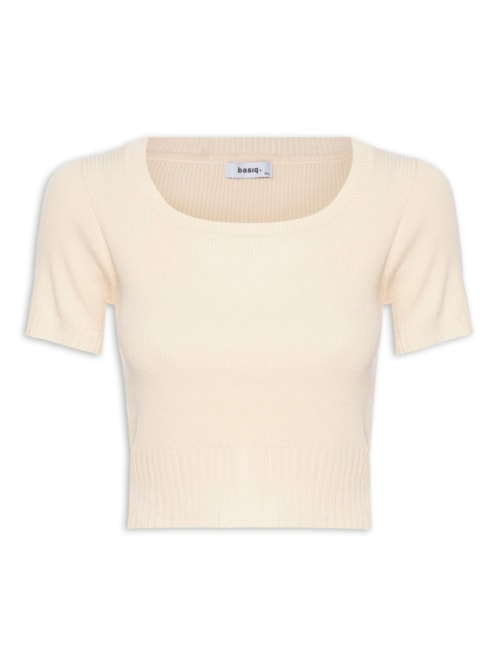 Blusa Feminina Tricot Decote Canoa – Bege