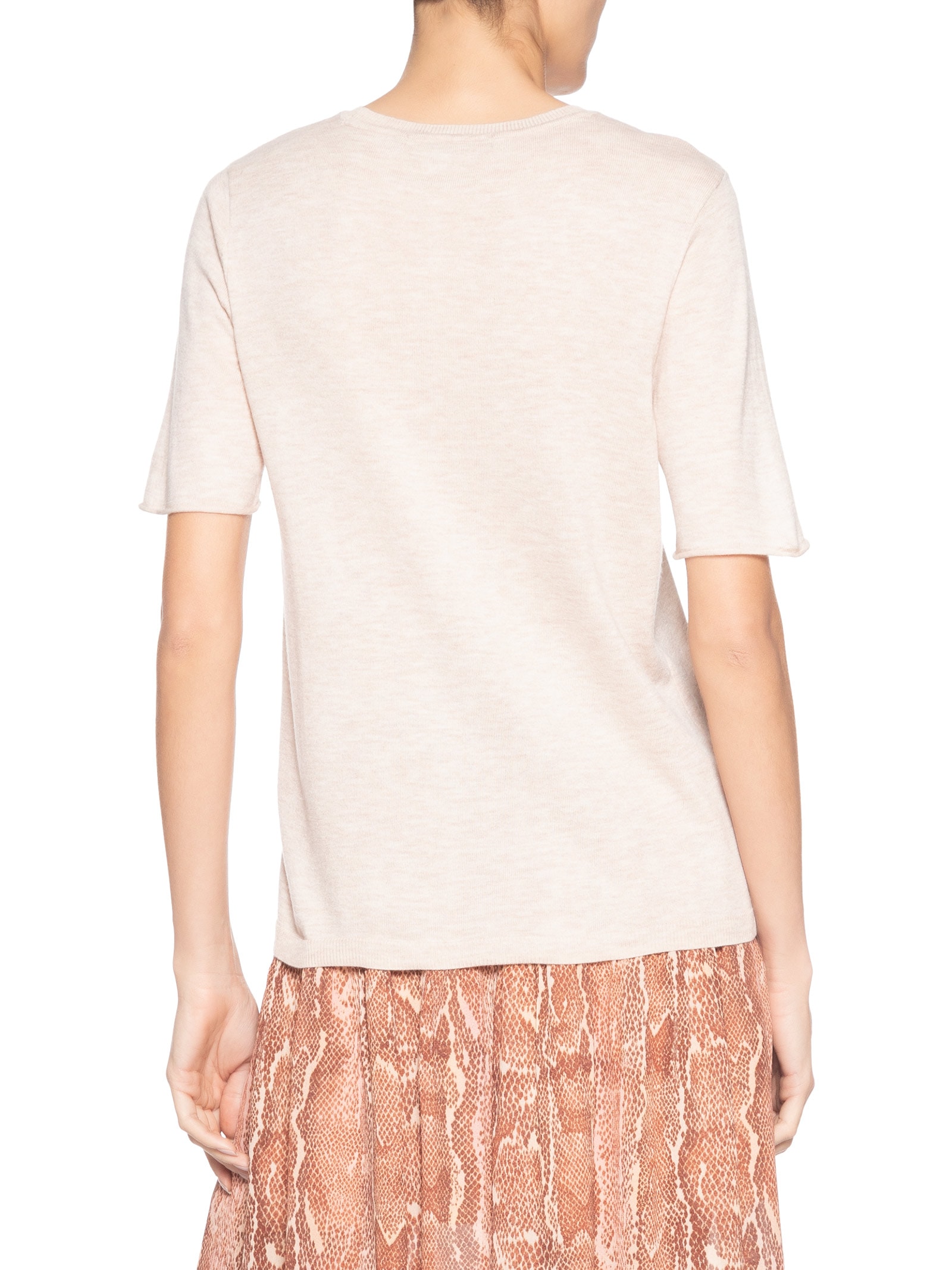 Blusa Feminina Tricot Decote Careca Bege Maria Filó