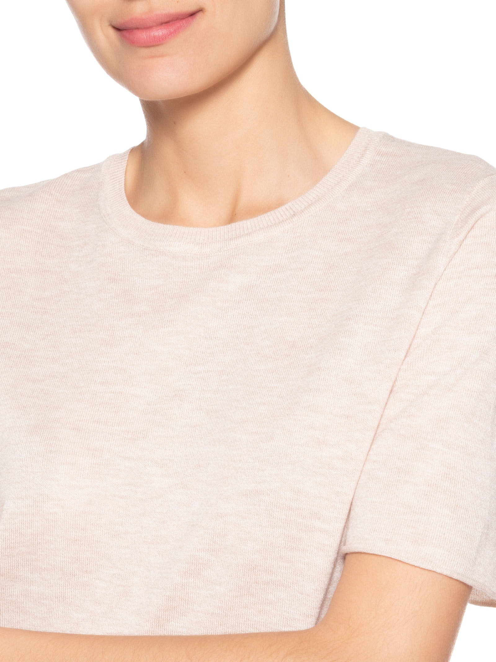 Blusa Feminina Tricot Decote Careca Bege Maria Filó