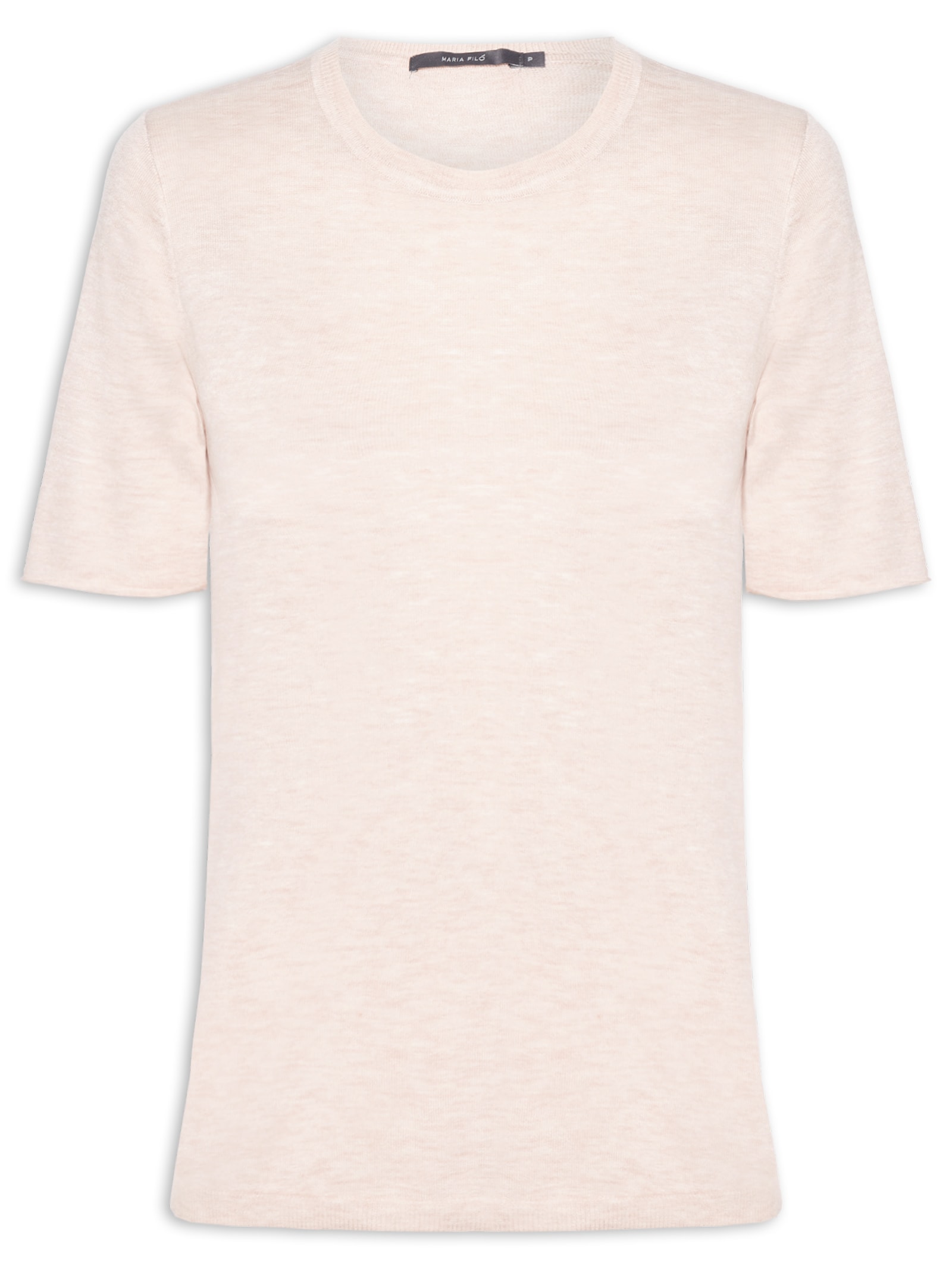 Blusa Feminina Tricot Decote Careca Bege Maria Filó