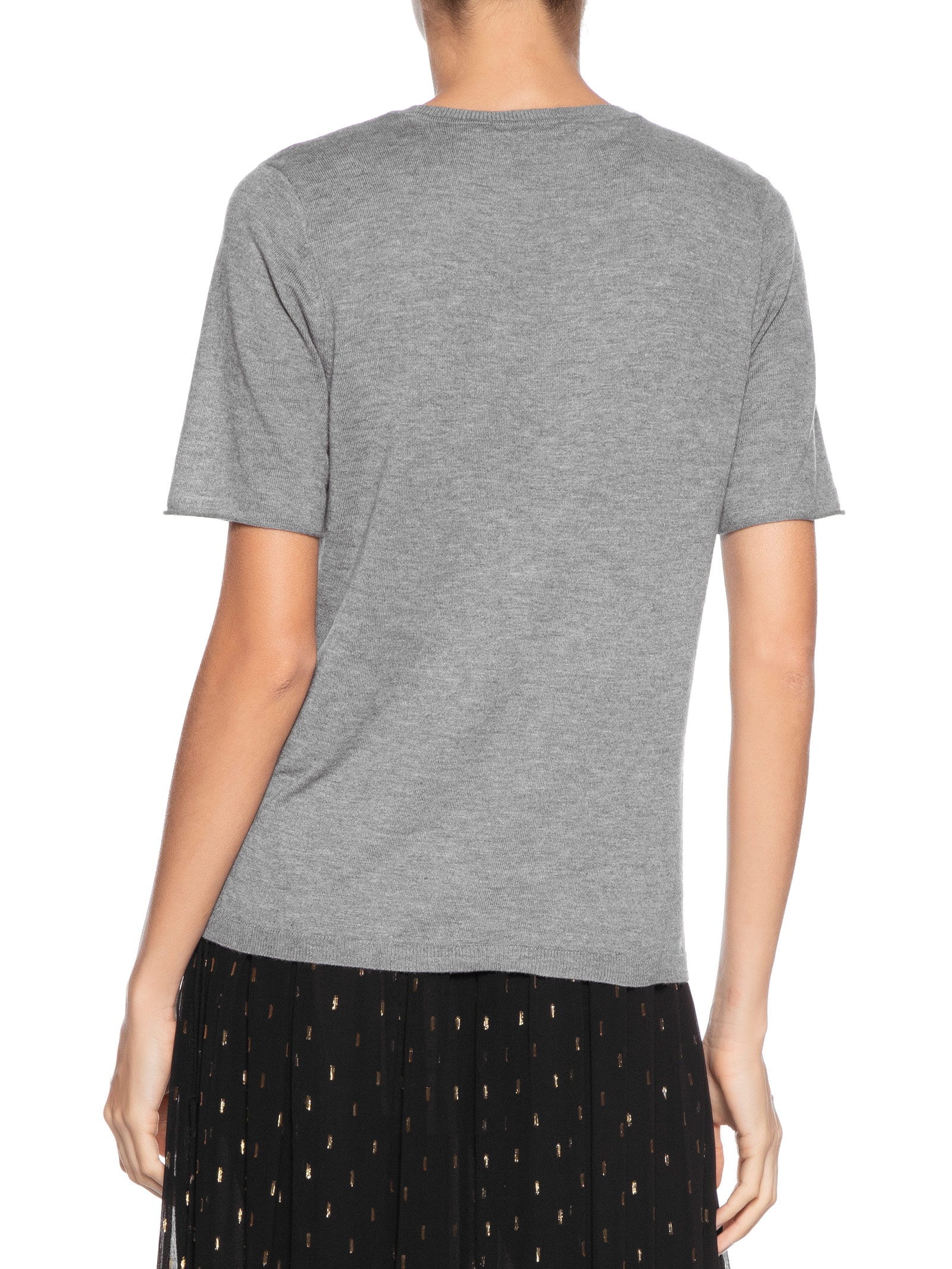 Blusa Feminina Tricot Decote Careca Cinza Maria Filó