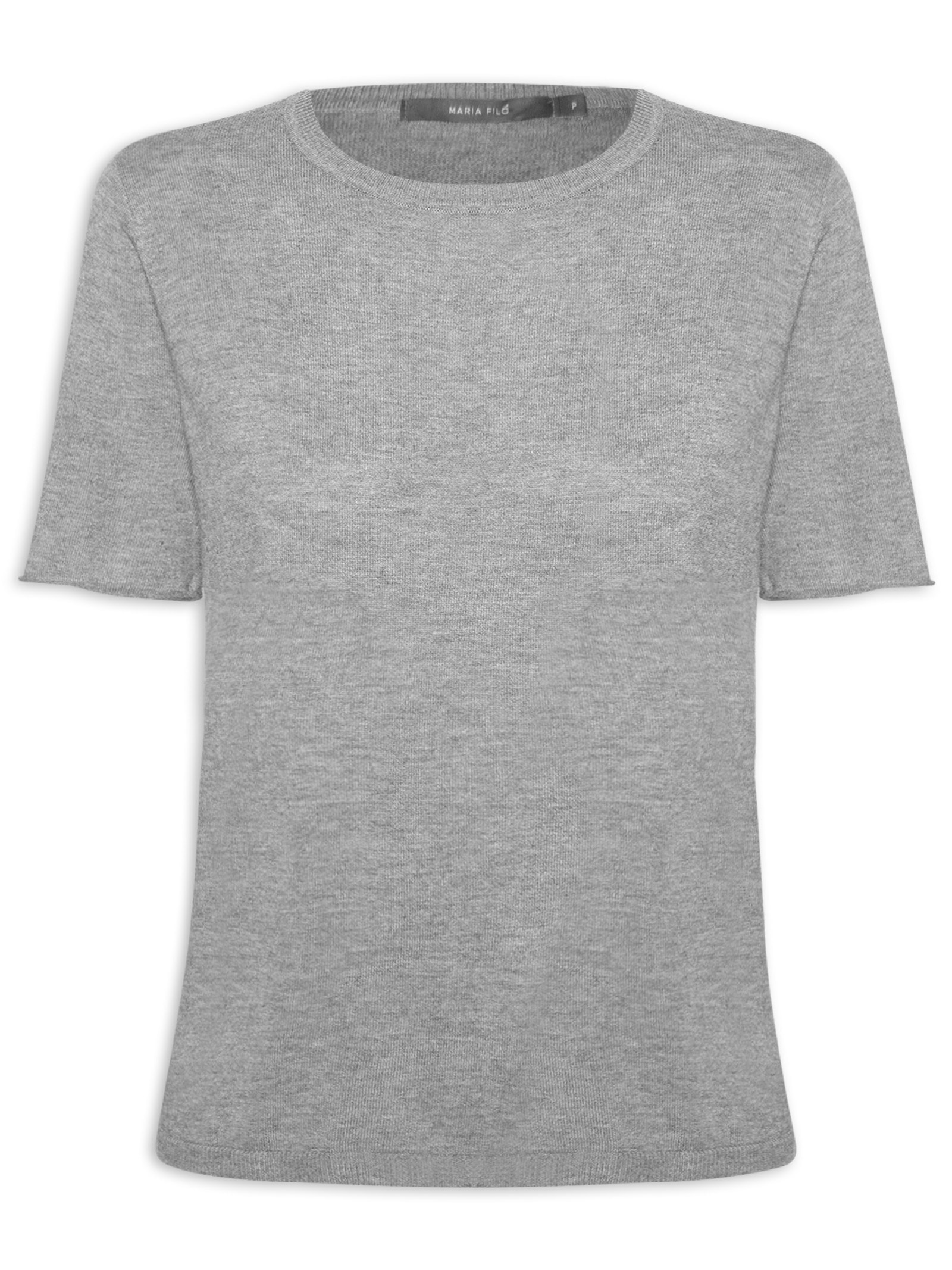 Blusa Feminina Tricot Decote Careca Cinza Maria Filó