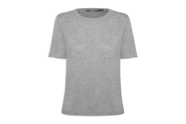 Blusa Feminina Tricot Decote Careca - Cinza