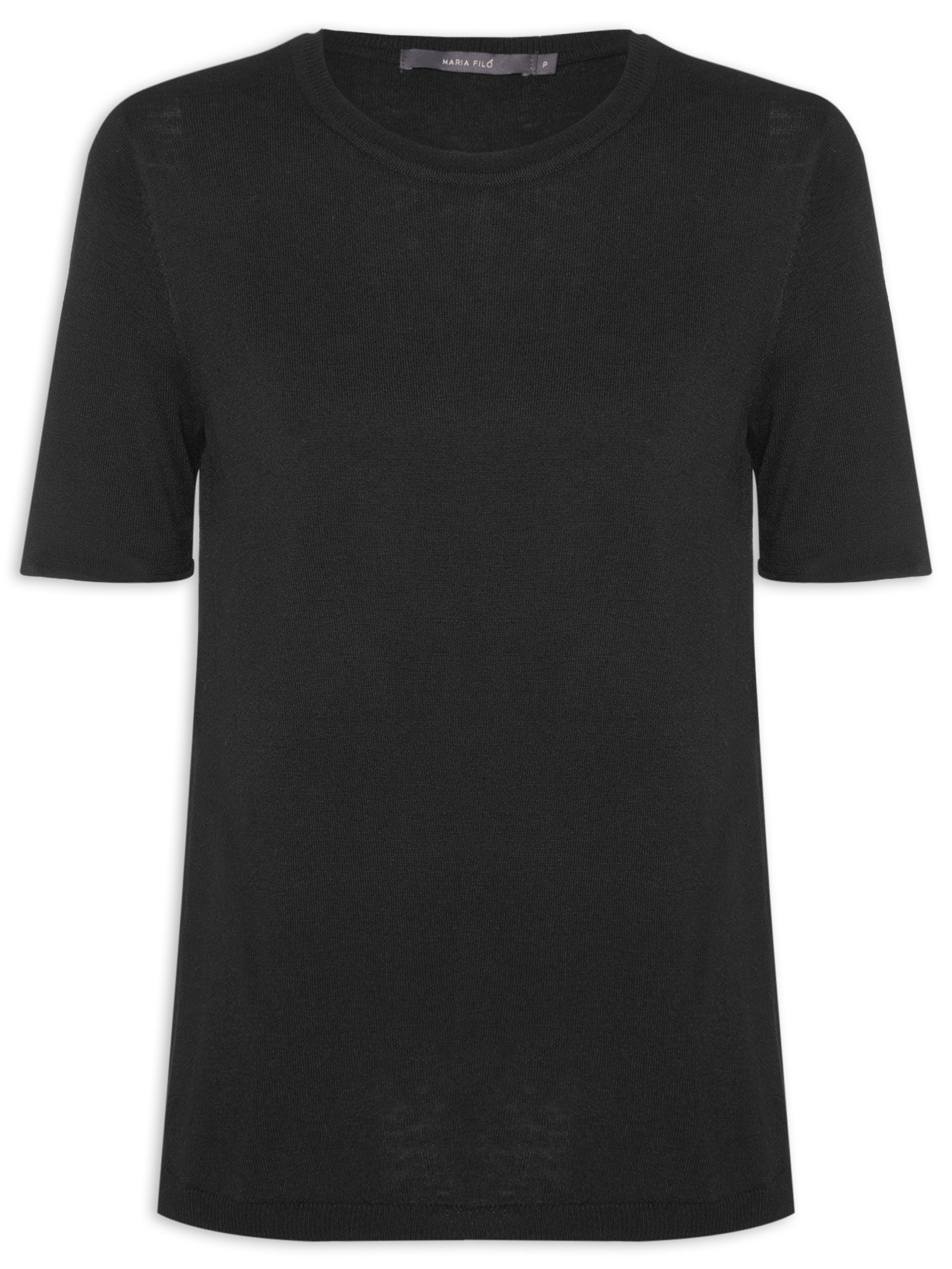Blusa Feminina Tricot Decote Careca Preto Maria Filó