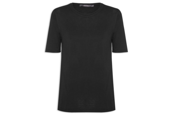 Blusa Feminina Tricot Decote Careca - Preto