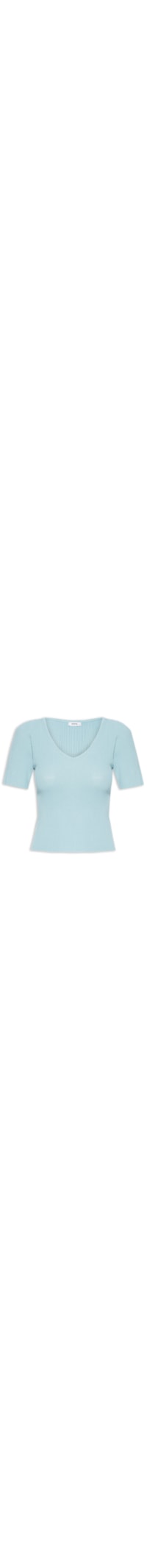 Blusa Feminina Tricot Decote Em U - Azul
