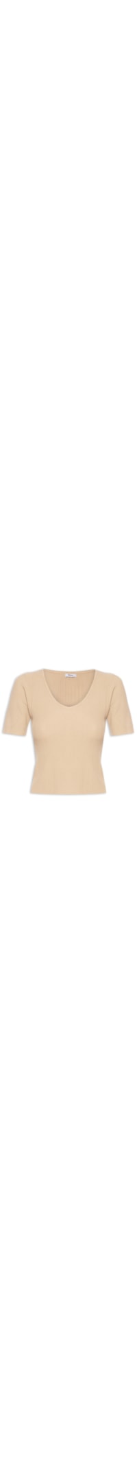 Blusa Feminina Tricot Decote Em U - Bege