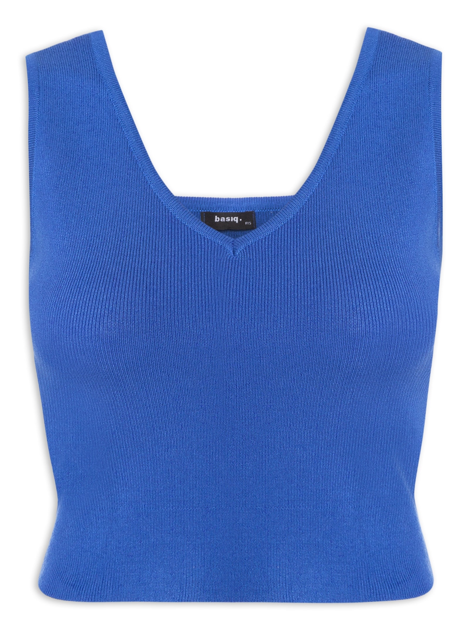 Blusa Feminina Tricot Decote Em V  Azul Basiq